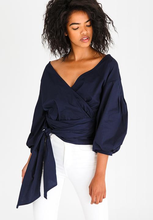 STYLE REPUBLIC - Structured Wrap Blouse Navy