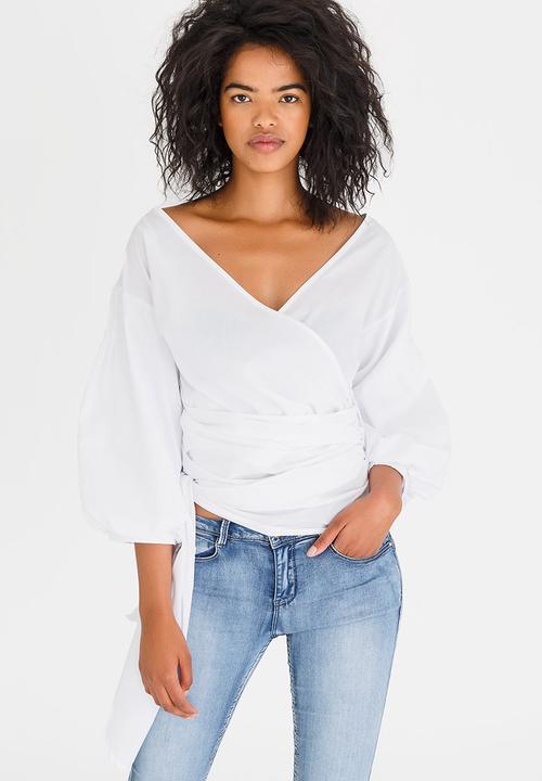 STYLE REPUBLIC - Structured Wrap Blouse White