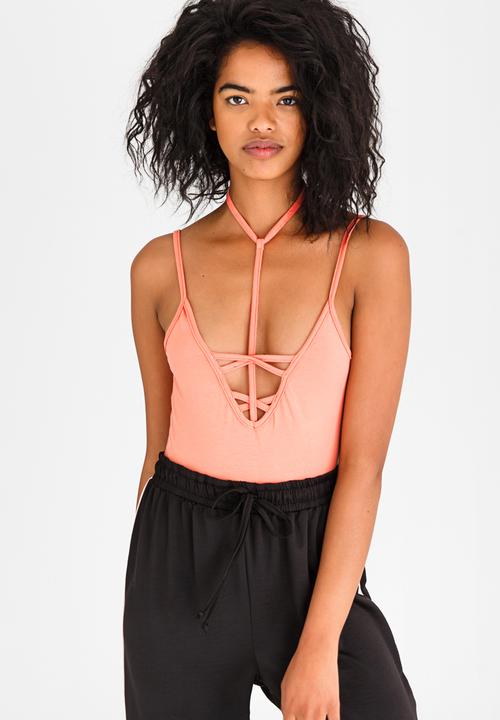 STYLE REPUBLIC - Strap Detail Bodysuit Peach