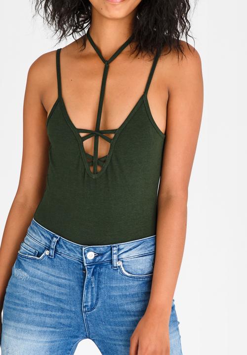 STYLE REPUBLIC - Strap Detail Bodysuit Dark Green