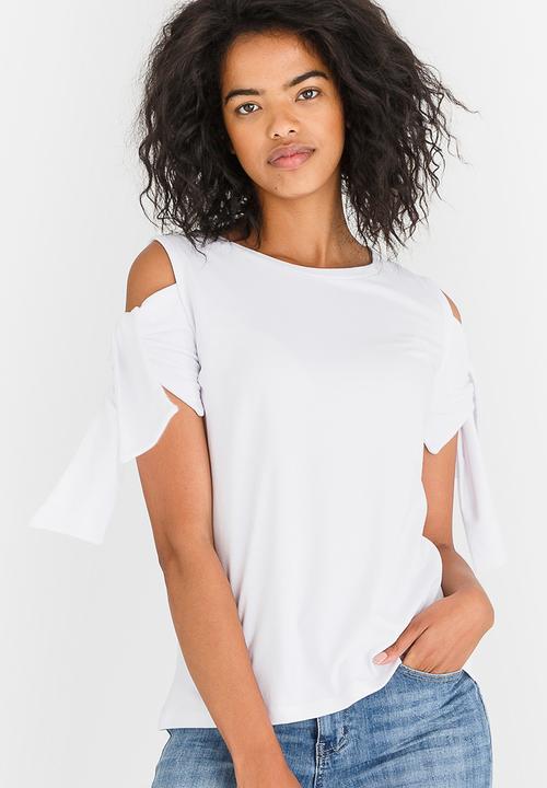 edit - Tie-Up Sleeve Tshirt White
