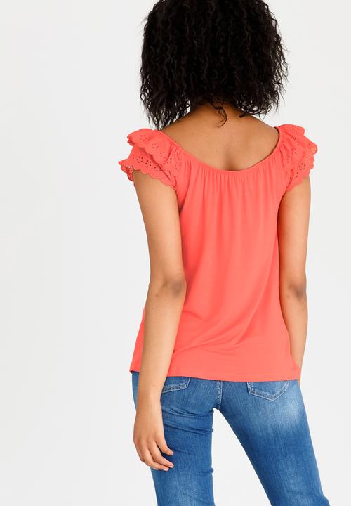 edit - Frilly Lace Top with Elastic Band Coral