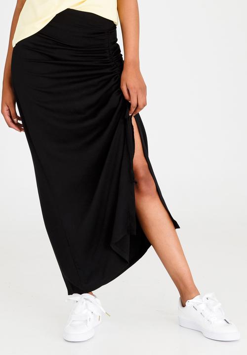 c(inch) - Drawcord Maxi Skirt Black
