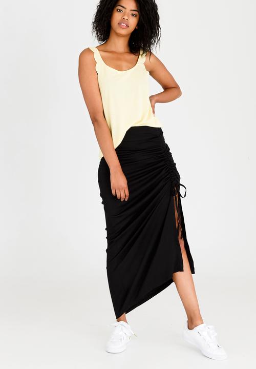 c(inch) - Drawcord Maxi Skirt Black