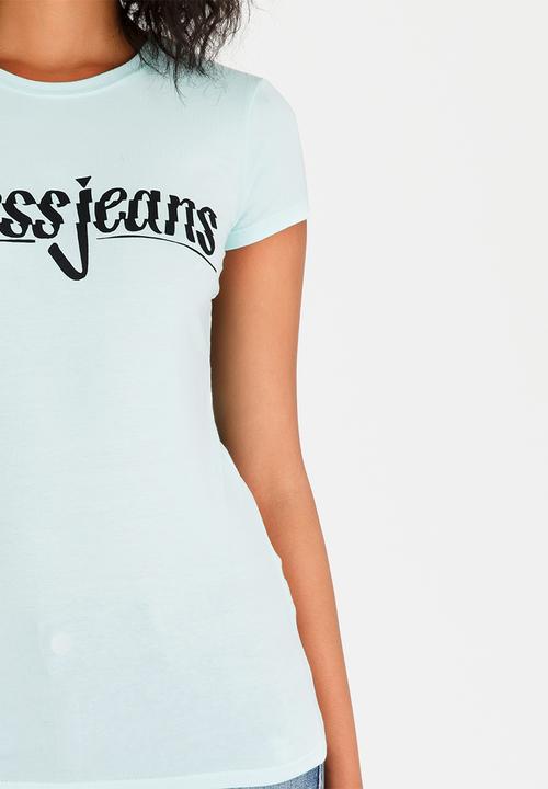 GUESS - Guess Spliced Logo Tee Aqua