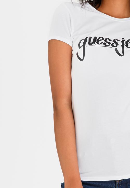 GUESS - Guess Spliced Logo Tee White