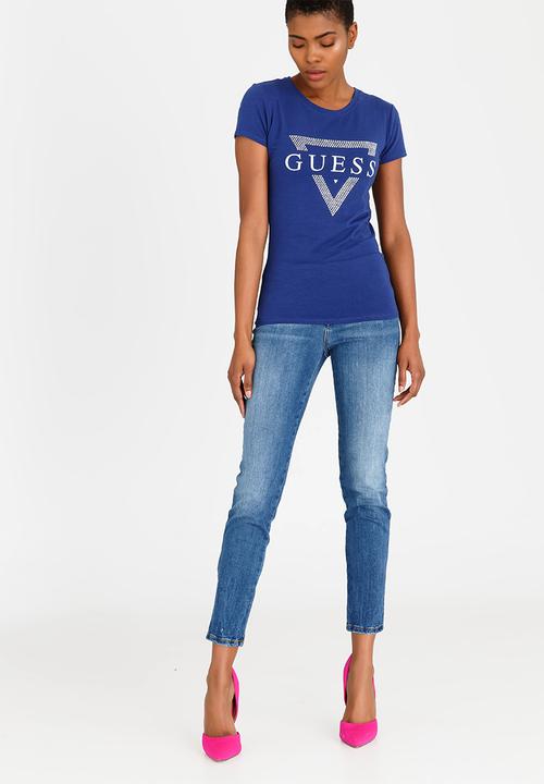 GUESS - Guess Logo Tee Mid Blue