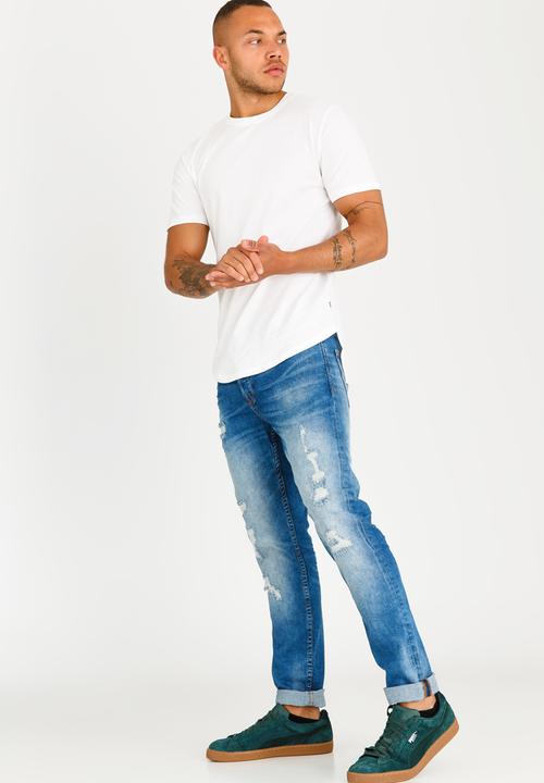 Only & Sons - David Longy Split O-neck Tee White