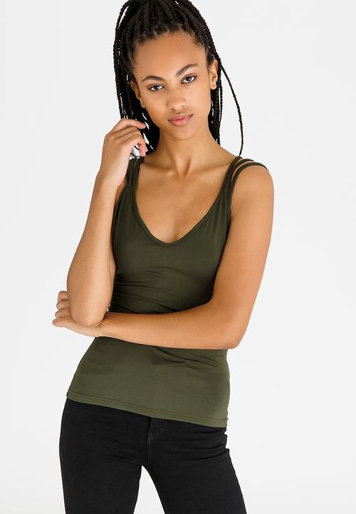 STYLE REPUBLIC - Strap Detail Top Green