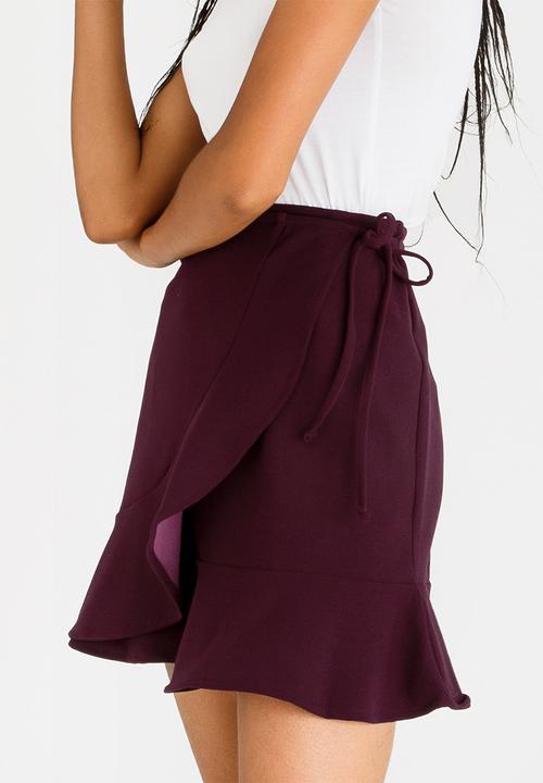 c(inch) - Frill Wrap Skirt Dark Purple