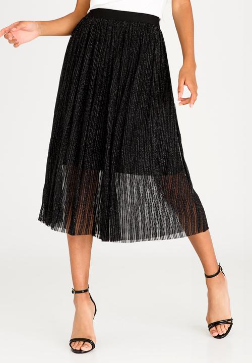Revenge - Pleated Midi Skirt Black