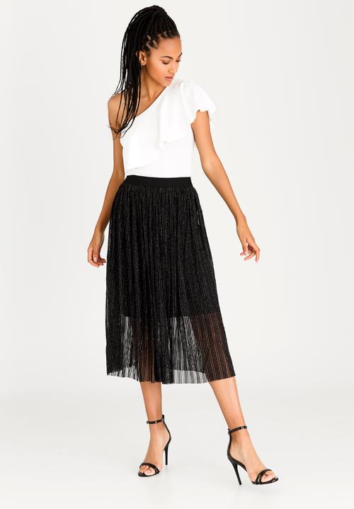 Revenge - Pleated Midi Skirt Black