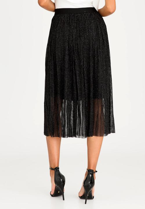 Revenge - Pleated Midi Skirt Black