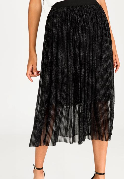Revenge - Pleated Midi Skirt Black