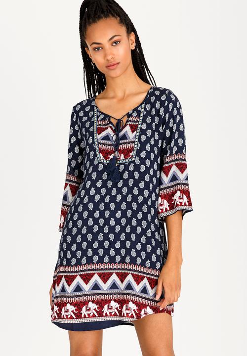 Revenge - Boho Tunic with 3/4 Sleeves Navy