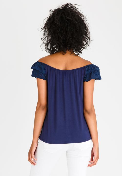 edit - Frilly Lace Top with Elastic Band Navy