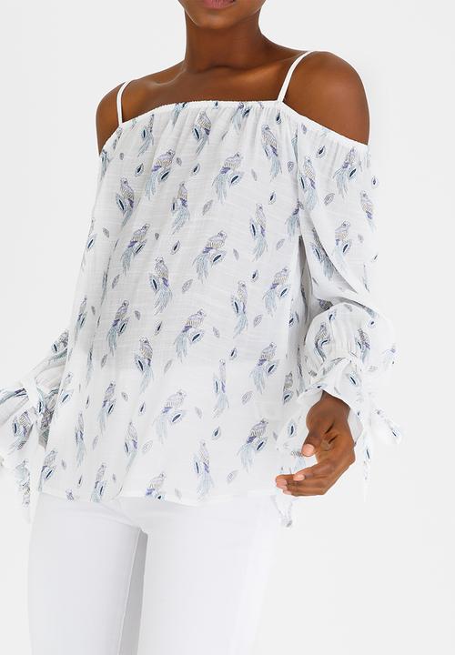 cath.nic - Peacock Print Top White
