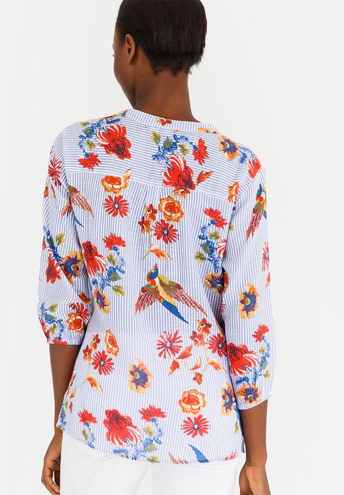 cath.nic - Stripe and Print Top Blue