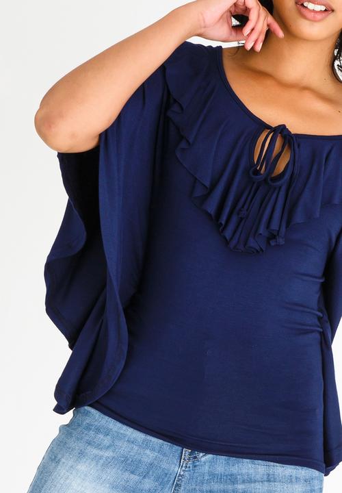 edit - Batwing Top with Frills Navy