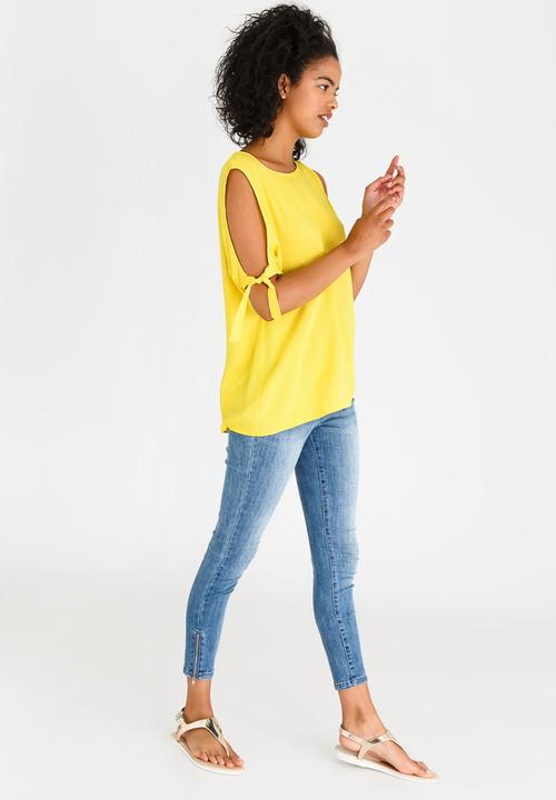 edit - Tie-sleeve Blouse Yellow