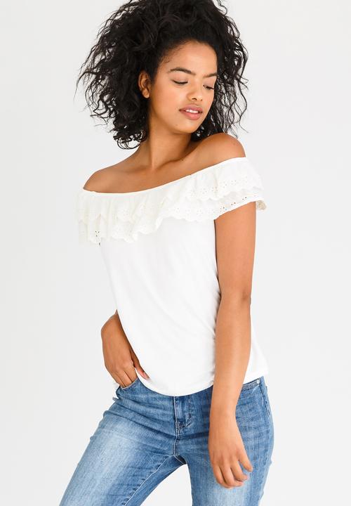 edit - Frilly Lace Top with Elastic Band Cream