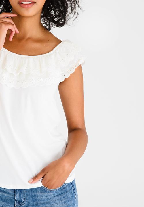 edit - Frilly Lace Top with Elastic Band Cream