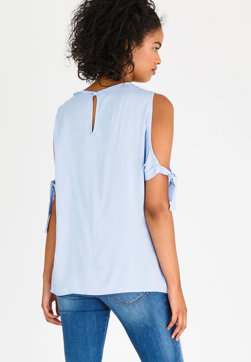 edit - Tie-sleeve Blouse Pale Blue