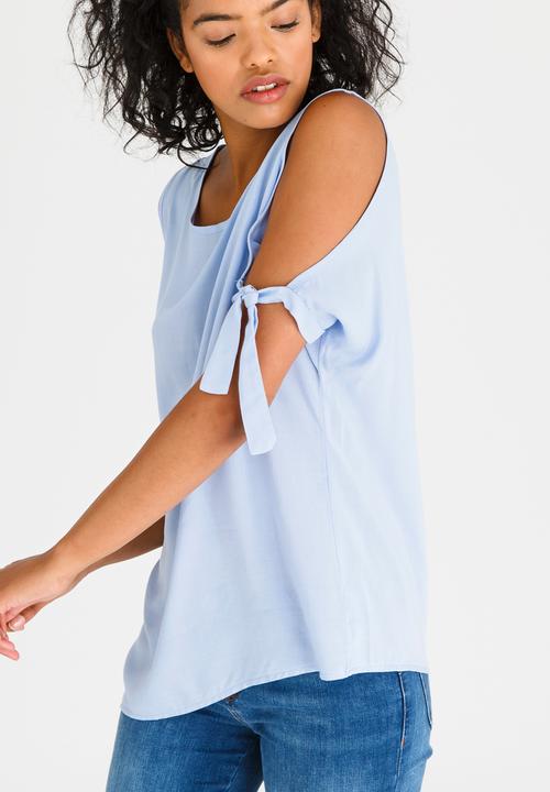 edit - Tie-sleeve Blouse Pale Blue
