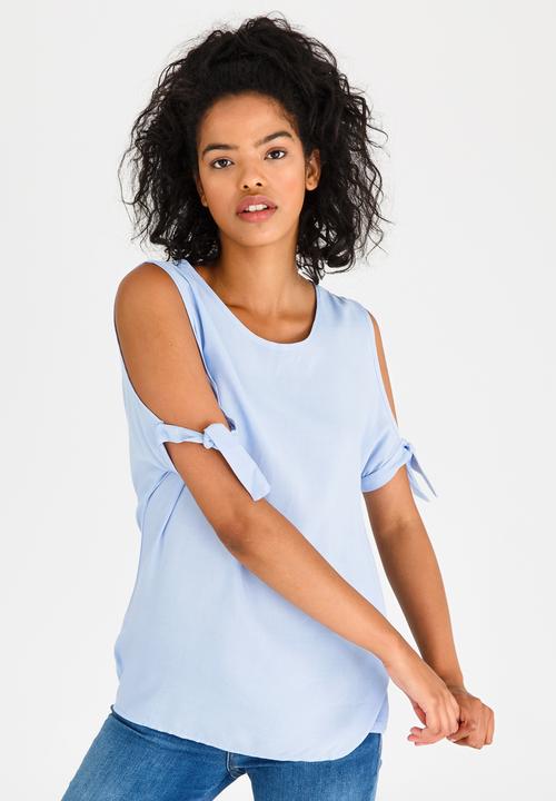 edit - Tie-sleeve Blouse Pale Blue
