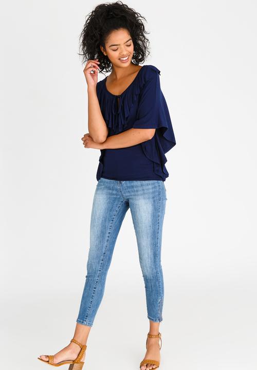 edit - Batwing Top with Frills Navy