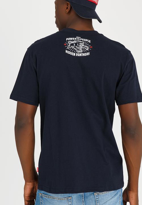 Butan - Hidden Panthers Glow In The Dark Cotton T-shirt Navy