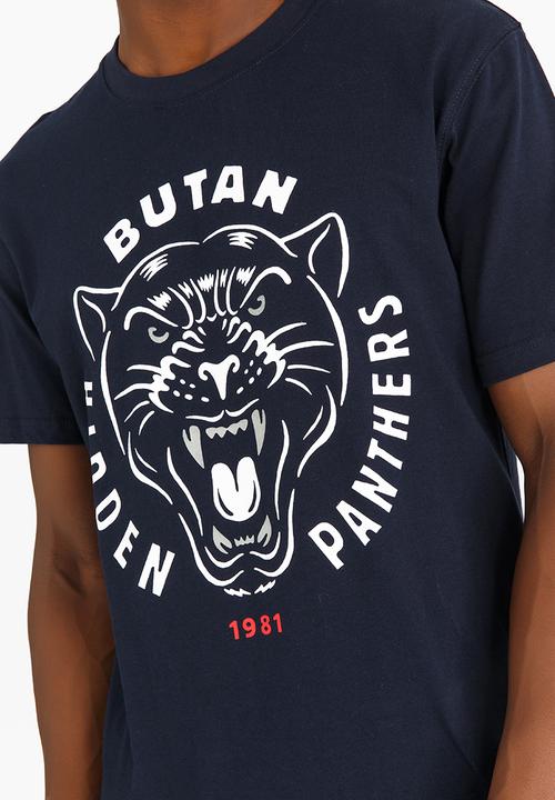 Butan - Hidden Panthers Glow In The Dark Cotton T-shirt Navy