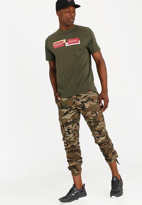 SOVIET - Logo Printed Crew Neck Tee Khaki Green