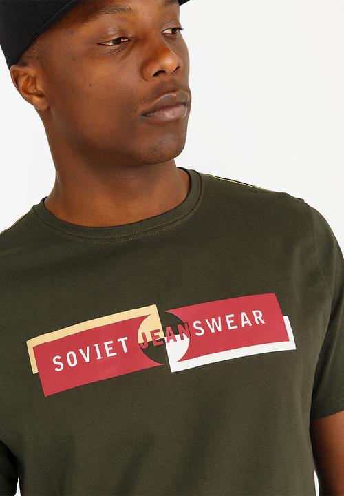 SOVIET - Logo Printed Crew Neck Tee Khaki Green