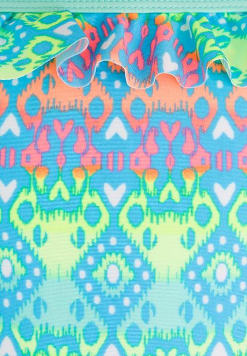 Pop Candy - Patterned Two Piece Swimsuit Set Mid Green