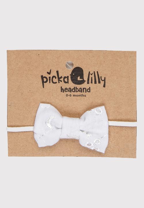 Pickalilly - Girls Bow Headband White