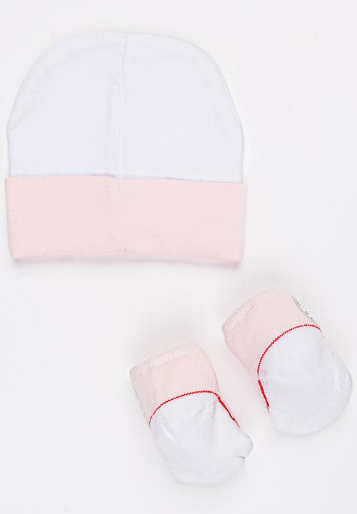Converse - 2 pack Hat & Booties set Pale Pink