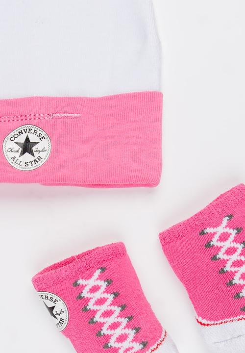 Converse - 2 pack Hat & Booties set Mid Pink