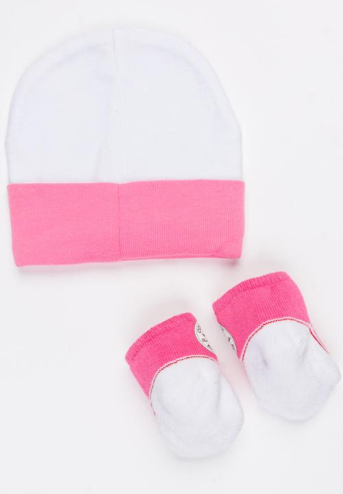 Converse - 2 pack Hat & Booties set Mid Pink