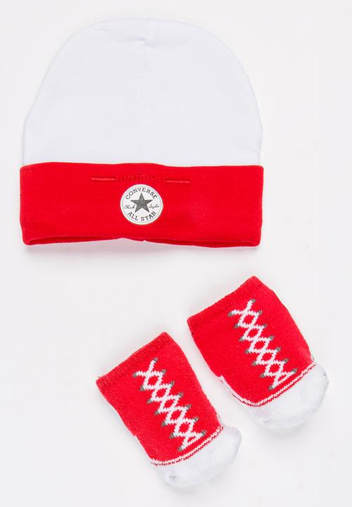 Converse - 2 pack Hat & Booties set Red