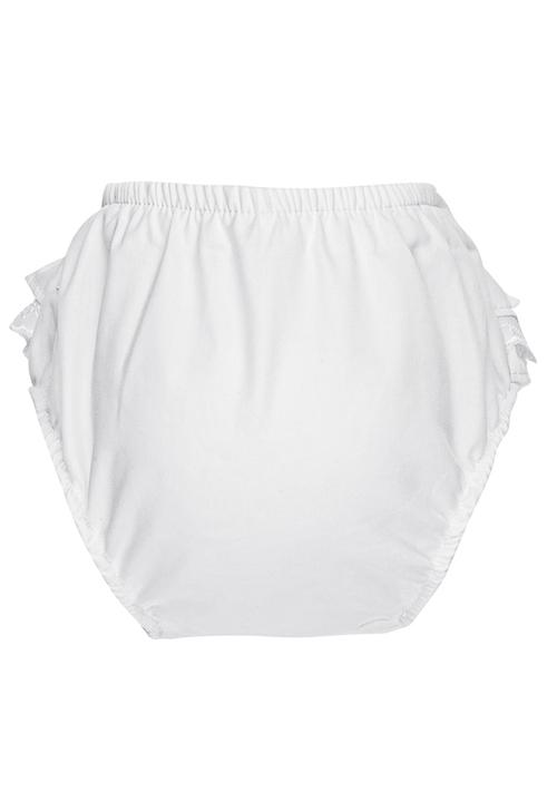 Pickalilly - Printed Diaper With Lace Frill White