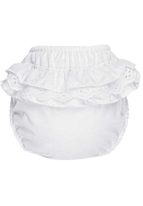 Pickalilly - Printed Diaper With Lace Frill White