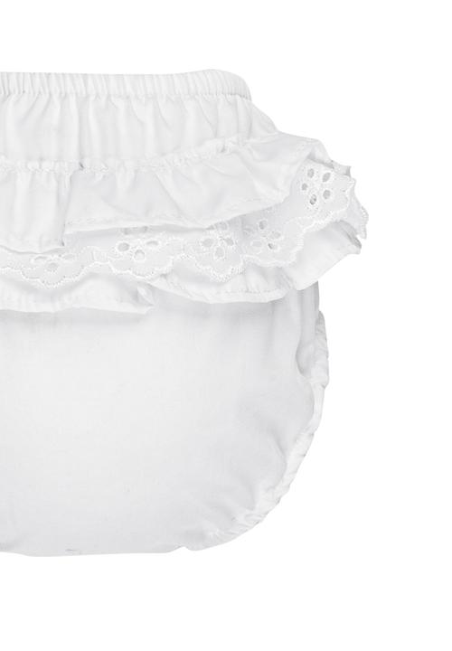 Pickalilly - Printed Diaper With Lace Frill White
