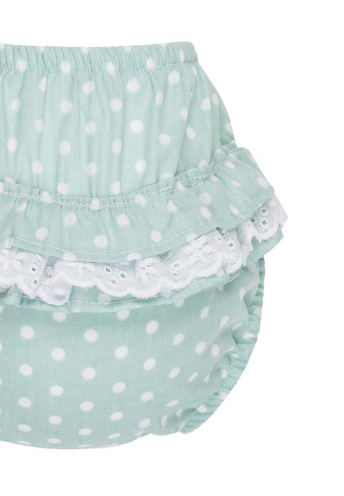 Pickalilly - Printed Diaper With Lace Frill Mint