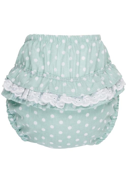 Pickalilly - Printed Diaper With Lace Frill Mint