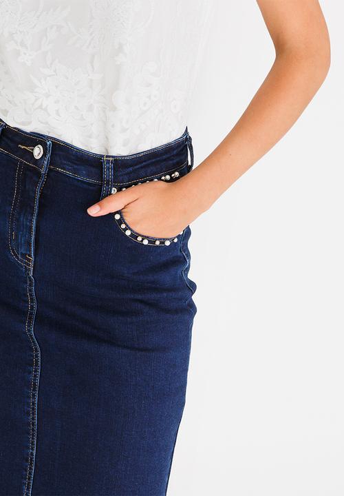 cath.nic - Stud Detail Denim Skirt Blue