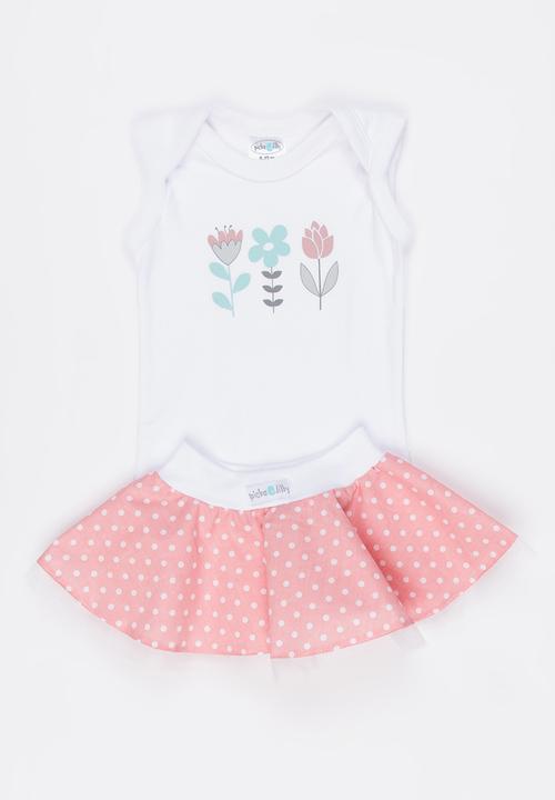 Pickalilly - Printed  Flowers Little Miss Set Pale Pink