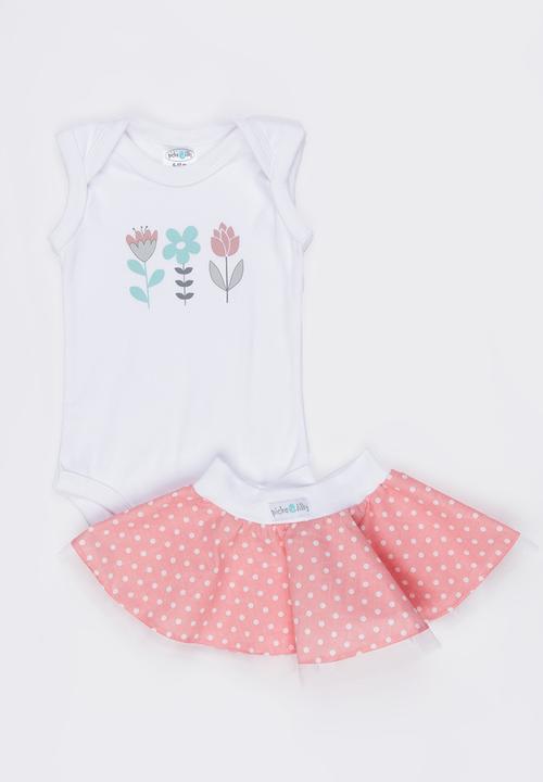 Pickalilly - Printed  Flowers Little Miss Set Pale Pink