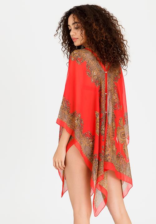 Lithe - Border Print Kaftan Red