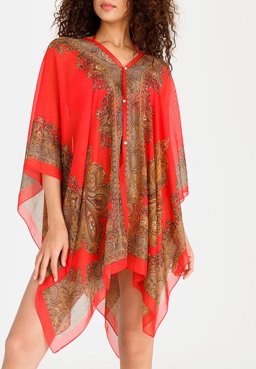 Lithe - Border Print Kaftan Red